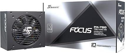 Seasonic FOCUS PX-750 | 750W | 80+ Platinum | Full Modular | ATX Form Factor | Low Noise | Premium Japanese Capacitor | 10 Year Warranty | Nvidia RTX 30/40 Super & AMD GPU Compatible (Ref. SSR-750PX)