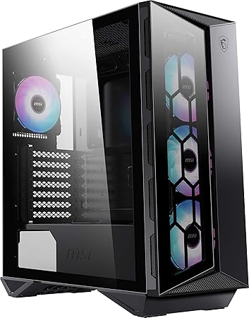 MSI MPG GUNGNIR 110R - Premium Mid-Tower Gaming PC Case - Tempered Glass Side Panel - 4 x ARGB 120mm Fans - Liquid Cooling Support up to 360mm Radiator - Two-Tone Design