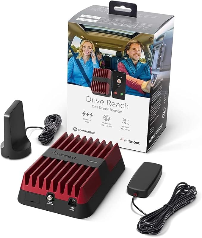 weBoost Drive Reach - Vehicle Cell Phone Signal Booster | 5G & 4G LTE | Magnetic Roof Antenna | Boosts All U.S. Carriers - Verizon, AT&T, T-Mobile | Made in the U.S. | FCC Approved (model 470154)