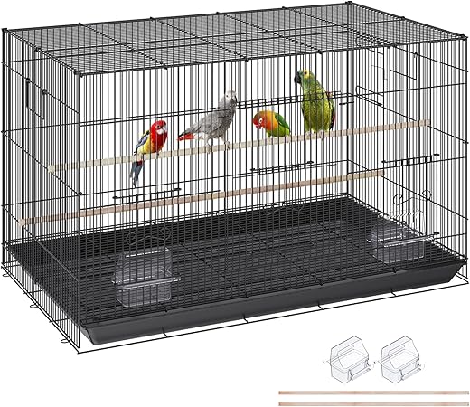 VEVOR 30 Inch Flight Bird Cage, Stackable Bird Cage Parakeet Cage with Slide-Out Tray and Handle, Small Parrots Birdcage for Cockatiels Budgies Conure Macaw Finch Lovebirds Canaries Pigeons