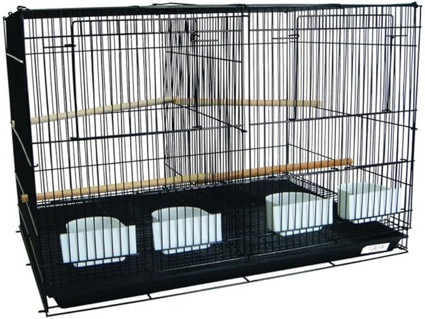 YML Breeding Cages with Divider, Medium, Black, Set of 4