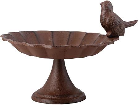 Esschert Design FB164 Cast Iron Pedestal Birdbath, Small, Antique Brown