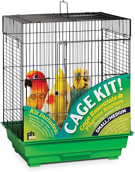 Prevue Hendryx 91321 Square Roof Bird Cage Kit, Black and Green, 5/8