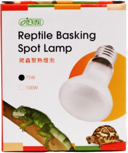 ISTA Reptile Basking Spot Lamp 75W, 110V, UVA Rays, Average Using Life Up to 3500 Hours with Unique Design