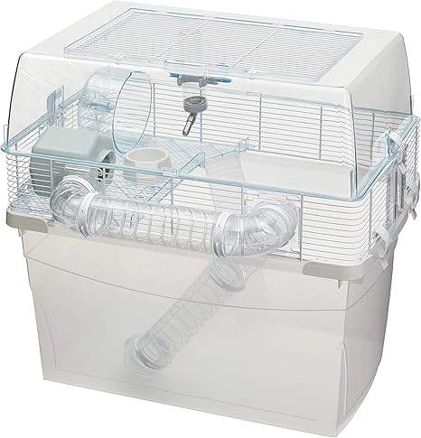 Ferplast Duna Space Hamster Cage, Extra-Deep 11.5-Inch Base Promotes Instinctual Burrowing While Containing Litter & Debris, Includes All Accessories and Play Tunnels, 22.6L x 18.7W x 21.5 Inches