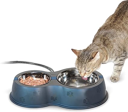 K&H Pet Products Heated Thermo-Kitty Café Outdoor Heated Cat Bowls, Feral Cat Feeding Station - No More Frozen Food or Water, 2093