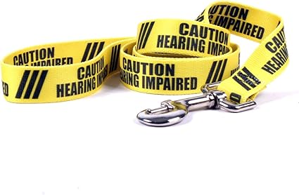 Yellow Dog Design Caution Hearing Impaired Dog Leash with Standard Loop Handle, 1