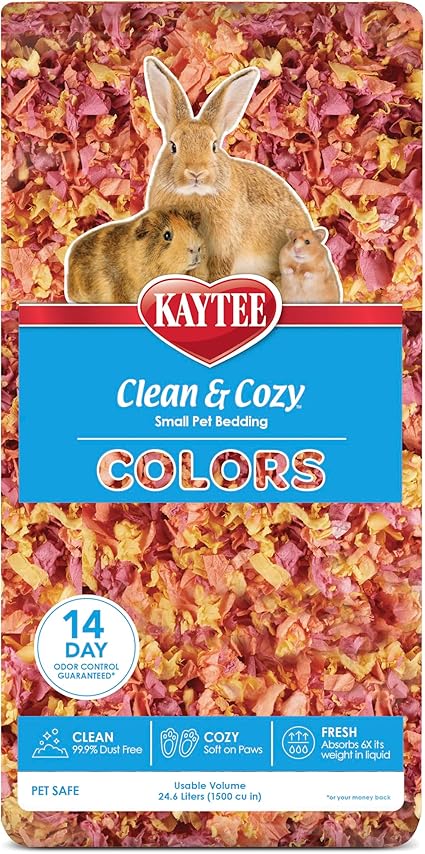 Kaytee Clean & Cozy Colors, Small Animal Bedding with Extreme Odor Control, Sunset, 24.6 Liters