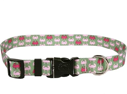 Yellow Dog Design Pink Crabs Dog Collar, Medium-1