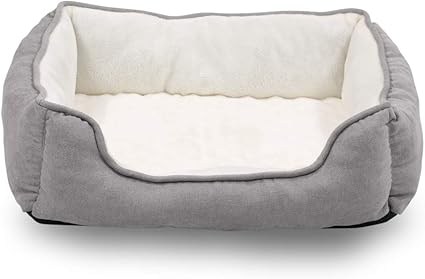 Happycare Textiles Orthopedic rectangle bolster Pet Bed,Dog Bed, Super soft plush, Large 34x24 inches Gray