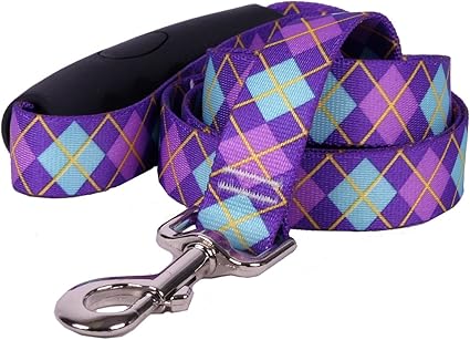 Yellow Dog Design Argyle Purple EZ-Grip Dog Leash with Comfort Handle, Small/Medium