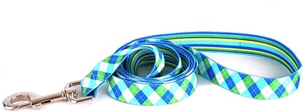 Yellow Dog Design, Blue & Green Argyle w/Stripes Dog Leash, Extra Small 3/8