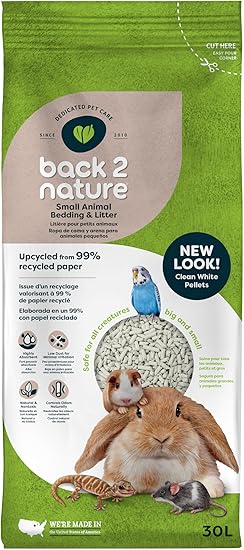 Back 2 Nature® Small Animal Bedding & Litter – Upcycled from 99% Recycled Paper | Highly Absorbent & Long Lasting Odor Control | Natural and Nontoxic | Low Dust | Easy-to-Maintain | 30L Bag