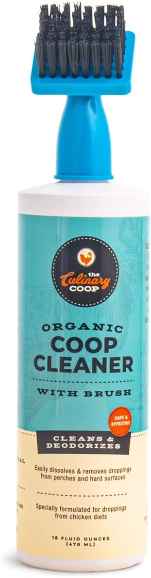 Fluker's Culinary Coop Organic Cleaner with Brush for Chicken Coops, Specially Formulated with Deodorizer and Odor Eliminator, 16 oz