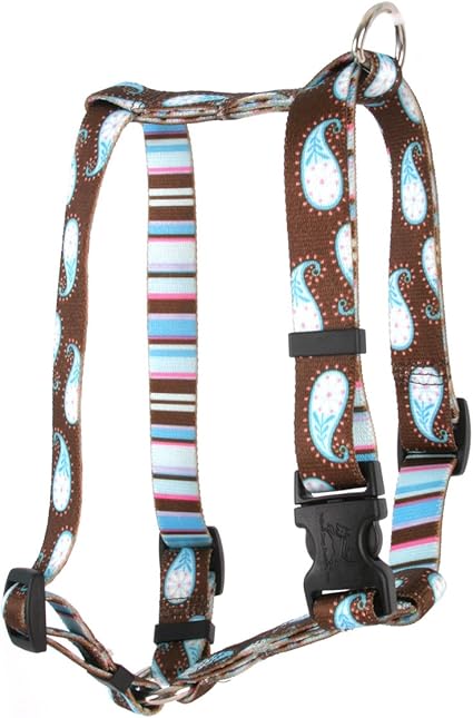 Yellow Dog Design Brown Paisley Roman Style H Dog Harness Fits Chest Circumference of 8 to 14