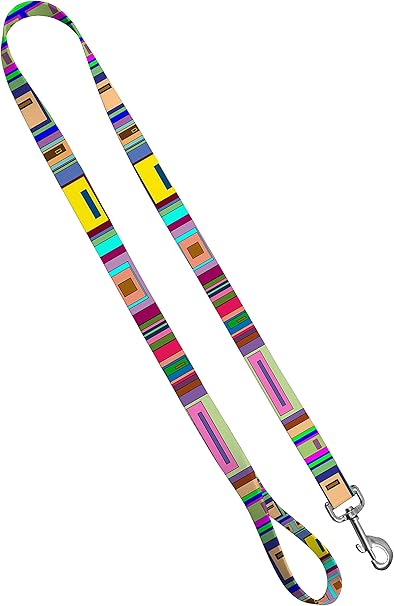 Moose Pet Wear Deluxe Dog Leash - Patterned Heavy Duty Pet Leashes, Made in the USA - 1 Inch x 6 Feet, Geo Squares