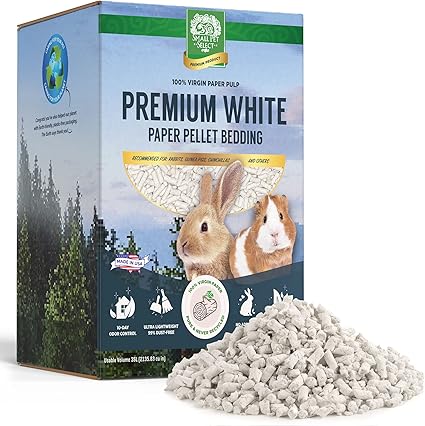 Small Pet Select - Premium White Small Animal Pellet Bedding for Rabbit, Hamster & Guinea Pig Cages and Litter Pans - Lightweight & Odor Controlling Paper Pellets Safe for Small Animals - 35L