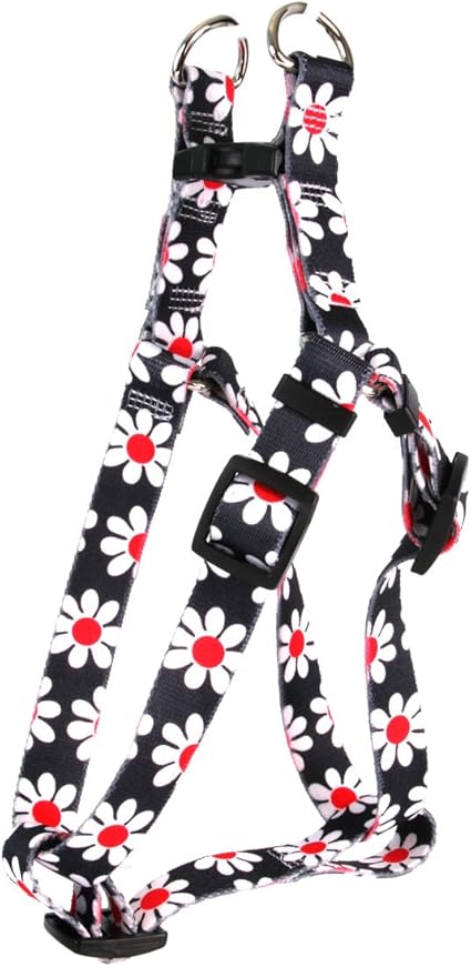 Yellow Dog Design Black Daisy Step-in Dog Harness 3/8