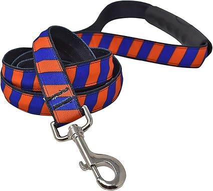 Yellow Dog Design Team Spirit Orange and Blue EZ-Grip Dog Leash-with Comfort Handle-Large-1