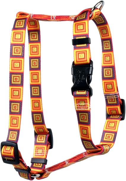 Yellow Dog Design Orange Blocks Roman Style H Dog Harness, Small/Medium-3/4 Wide fits Chest of 14 to 20