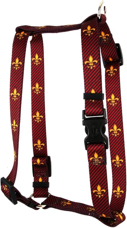 Yellow Dog Design Fleur de Lis Red Roman Style H Dog Harness, X-Large/1