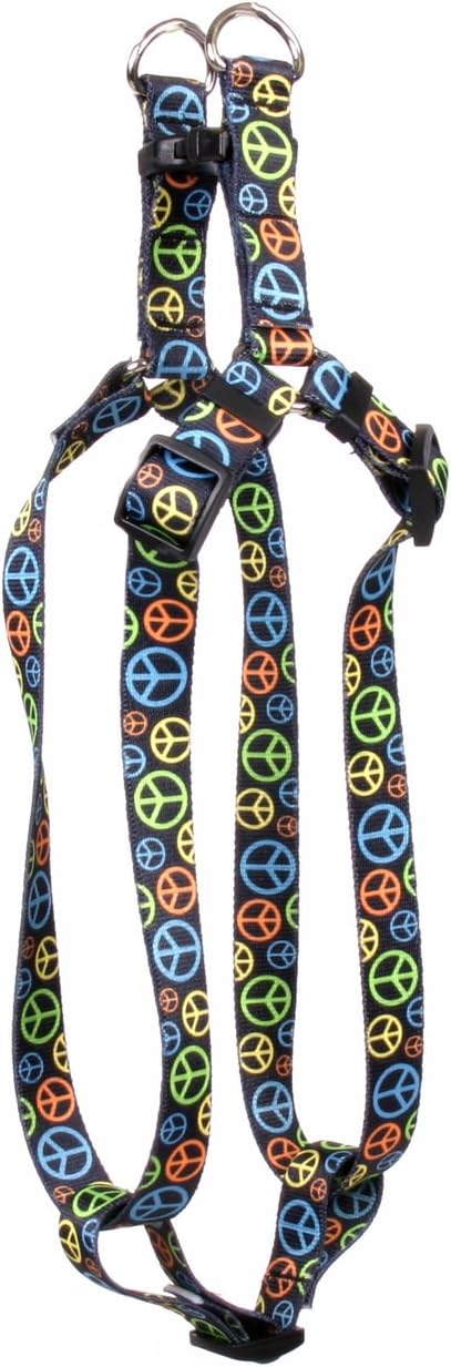 Yellow Dog Design Neon Peace Signs Step-in Dog Harness, Medium-3/4 Wide and fits Chest of 15 to 25