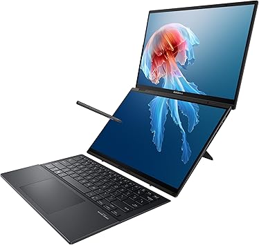 ASUS Zenbook Duo Laptop, Dual 14” OLED 3K 120Hz Touch Display, Intel Evo Certified, Intel Core Ultra 9 185H CPU, Intel Arc Graphics, 32GB RAM, 1TB SSD, Windows 11, Inkwell Gray, UX8406MA-PS99T