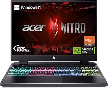 Acer Nitro 16 Gaming Laptop | AMD Ryzen 7 7840HS OctaCore CPU | NVIDIA GeForce RTX 4060 Laptop GPU | 16