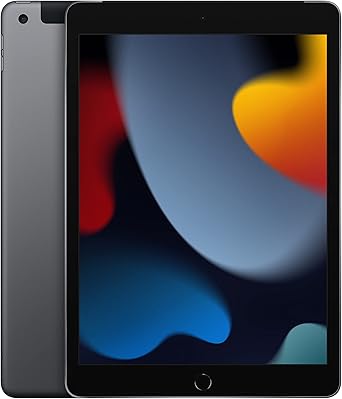 Apple iPad (9th Generation): with A13 Bionic chip, 10.2-inch Retina Display, 64GB, Wi-Fi + 4G LTE Cellular, 12MP front/8MP Back Camera, Touch ID, All-Day Battery Life – Space Gray