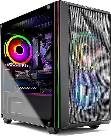 Skytech Gaming Chronos Mini Gaming Computer PC Desktop - Intel Core-i3 10100F 3.6GHz, GTX 1650 4G, 500GB SSD, 8G 3000, RGB Fans, AC WiFi, Windows 10 Home 64-bit,Black