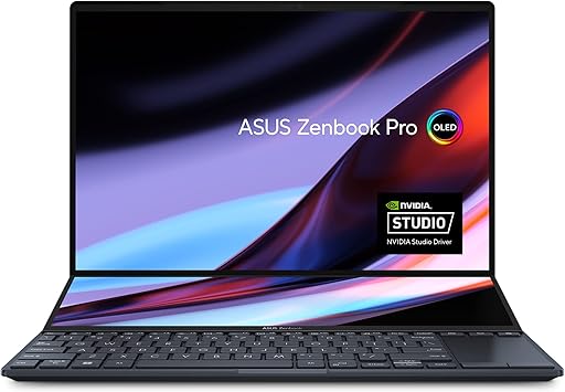 ASUS Zenbook Pro 14 Duo 14.5” 16:10 Touch Display, 120Hz Refresh Rate, ScreenPad Plus, Intel i9-13900H CPU, NVIDIA® Geforce RTX 4060, 32GB RAM, 1TB SSD, Windows 11 Home, Tech Black, UX8402VV-PS96T