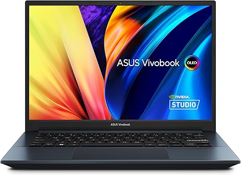 ASUS VivoBook Pro 14 OLED Laptop, 14” 2.8K OLED Display, AMD Ryzen 7 6800H Mobile CPU, NVIDIA® GeForce® RTX™ 3050 GPU,16GB RAM, 1TB SSD, Windows 11 Home, Quiet Blue, M6400RC-EB74