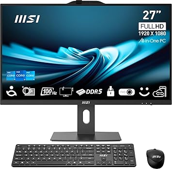 MSI PRO AP272P 27” IPS FHD All-in-One PC: Intel Core i5-14400, 8GB DDR5, 1TB m.2 NVMe SSD, WiFi, Adjustable Stand, Keyboard & Mouse, Windows 11 Home: 14M-603US