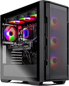 Skytech Rampage Gaming PC Desktop, Ryzen 7 9700X 3.8 GHz (5.5GHz Turbo Boost), NVIDIA RTX 4070 Super 12GB GDDR6X, 1TB SSD, 32GB DDR5 RAM 5600 RGB, 750W Gold PSU, 360mm ARGB AIO, Wi-Fi, Win 11 Home