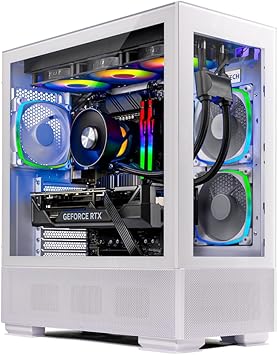 Skytech Azure Gaming PC Desktop, Intel i7 14700F 2.1 GHz (5.3GHz Turbo Boost), NVIDIA RTX 4070 Super 12GB, 1TB Gen4 SSD, 32GB DDR5 RAM 5200 RGB, 750W Gold PSU, 360mm ARGB AIO, Wi-Fi, Win 11 Home