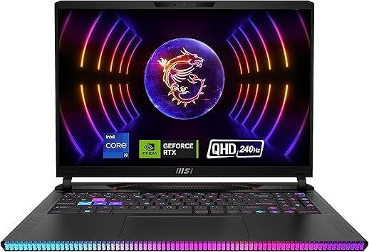 MSI Raider GE78HX 17” 240Hz QHD+ Gaming Laptop: Intel Core i9-13950HX, NVIDIA Geforce RTX 4090, 64GB DDR5, 2TB NVMe SSD, Thunderbolt 4, Cooler Boost 5, Win 11 Pro: Gray 13VI-086US