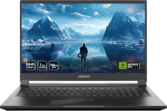 GIGABYTE - AORUS 17 (2024) Gaming Laptop - 240Hz 2560x1440 QHD - NVIDIA GeForce RTX 4070 - Intel Ultra 7 155H - 1TB SSD with 16GB DDR5 RAM - Win11 Home AD (AORUS 17 BSG-13US654SH)