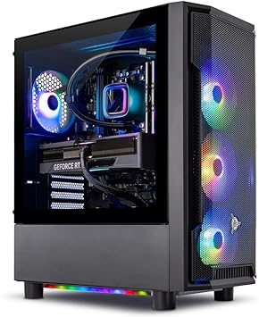 Skytech Gaming Shadow Gaming PC Desktop – Intel Core i5 12600K 3.7 GHz, NVIDIA RTX 4070, 1TB NVME SSD, 16GB DDR4 RAM 3200, 750W Gold PSU, 240mm AIO, 11AC Wi-Fi, Windows 11 Home 64-bit,Black