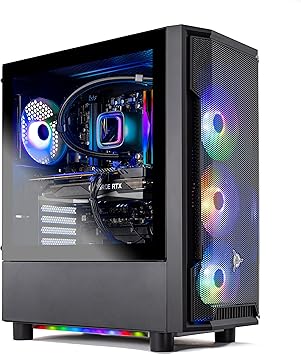 Skytech Gaming Skytech Shadow Gaming PC Desktop – AMD Ryzen 5 7600X 4.7 GHz, RTX 3060 Ti, 1TB NVME SSD, 32G DDR5 RGB, 600W Gold PSU, 240mm AIO, AC Wi-Fi, Windows 11 Home 64-bit,Black