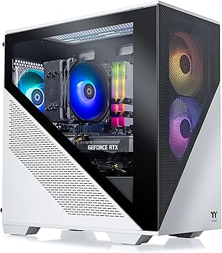 Thermaltake Frostbite 360 Gaming Desktop (AMD Ryzen™ 5 5600X 6-core, ToughRam RGB DDR4 3600Mhz 16GB Memory, NVIDIA® GeForce RTX™ 3060, 1TB NVMe M.2, Win10 Home) D1FB-B550-360-LCS,White