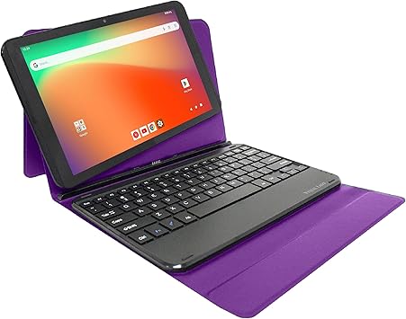 Prestige Elite 10QH Android 13 10.1 Inch HD IPS Tablet, 64GB Storage, 2GB RAM with Detachable Keyboard Case - Purple