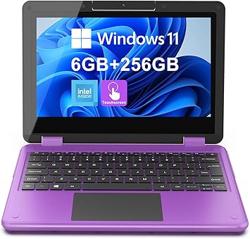 AWOW Purple Touchscreen 2 in 1 Laptop, 11.6