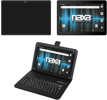 Naxa NID-1021 Core Android 11 Tablet with 10.1” HD IPS Screen and USB Keyboard Case, 1.6 GHz Quad Core Processor, 2GB Ram, 16GB Storage, Front and Rear Cameras, Speaker and Microphone, Black