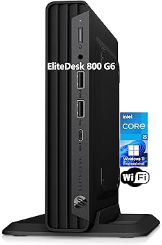 HP EliteDesk 800 G6 Business Mini PC Desktop Computer, Intel Hexa-Core i5-10400 (Beat i7-8700), 16GB DDR4 RAM, 4TB PCIe SSD, WiFi, Bluetooth, Type-C, Keyboard & Mouse, Windows 11 Pro, Tilsiy Cable