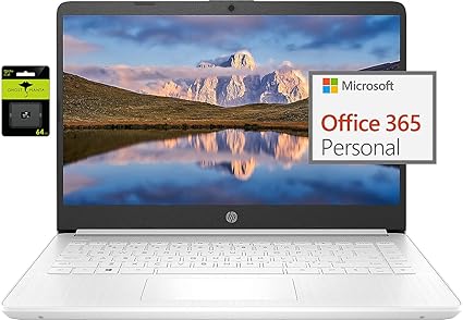 HP Stream 14-inch Laptop for Student and Business - Intel Quad-Core Processor, 8GB RAM, 320GB Storage (64GB eMMC + 256GB Card), 1-Year Office 365, Webcam, 11H Long Battery Life, Wi-Fi, Win11 H in S