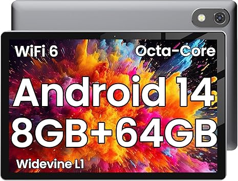 Android Tablet, 2024 10 inch Tablet Android 14 Tablets, Octa-Core 8GB RAM 64GB ROM | 6000mAh Battery, 1024GB Expand |1080 * 800 HD IPS Touchscreen | 5G/2.4G WiFi 6 | Bluetooth 5.0 (Slive)