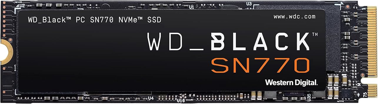 Western Digital WD_BLACK 2TB SN770 NVMe Internal Gaming SSD Solid State Drive - Gen4 PCIe, M.2 2280, Up to 5,150 MB/s - WDS200T3X0E