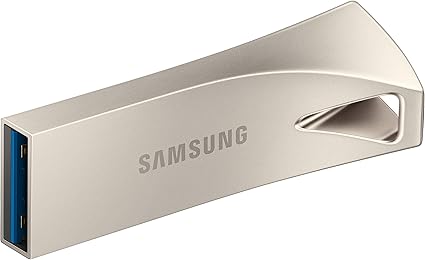 SAMSUNG BAR Plus 3.1 USB Flash Drive, 128GB, 400MB/s, Rugged Metal Casing, Storage Expansion for Photos, Videos, Music, Files, MUF-128BE3/AM, Champagne Silver