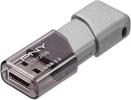 PNY 512GB Turbo Attaché 3 USB 3.2 Flash Drive, Grey, P-FD512TBOP-GE, 100MB/s, Light-Weight Durable - Data Storage and Transfer