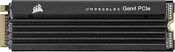 Corsair MP600 PRO LPX 2TB M.2 NVMe PCIe x4 Gen4 SSD - Optimised for PS5 (Up to 7,100MB/sec Sequential Read & 6,800MB/sec Sequential Write Speeds, High-Speed Interface, Compact Form Factor) Black